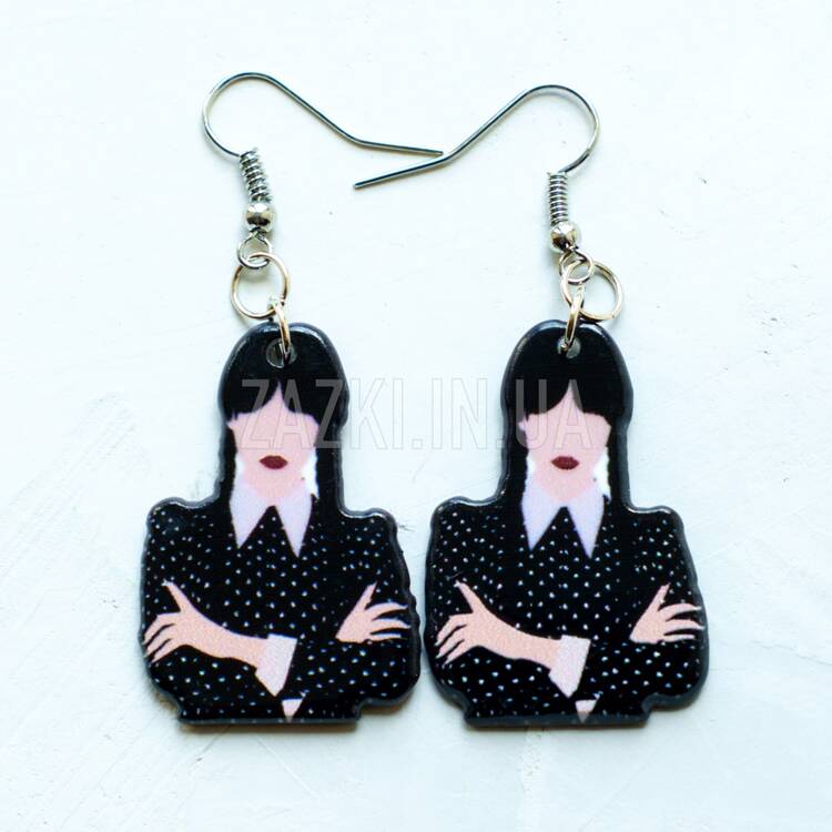 Двусторонние серьги Wednesday Addams