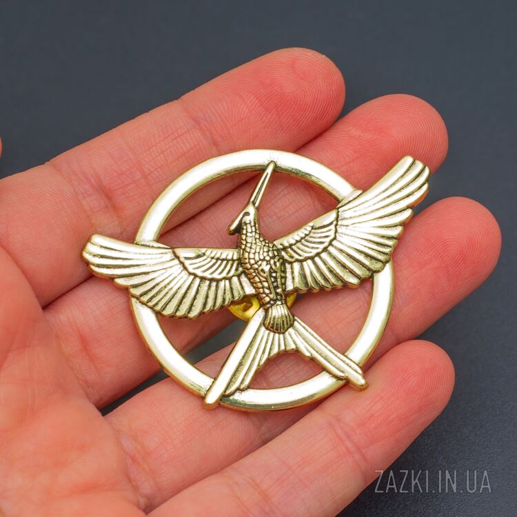 Брошь Сойка-пересмешница с расправленными крыльями бронзового цвета