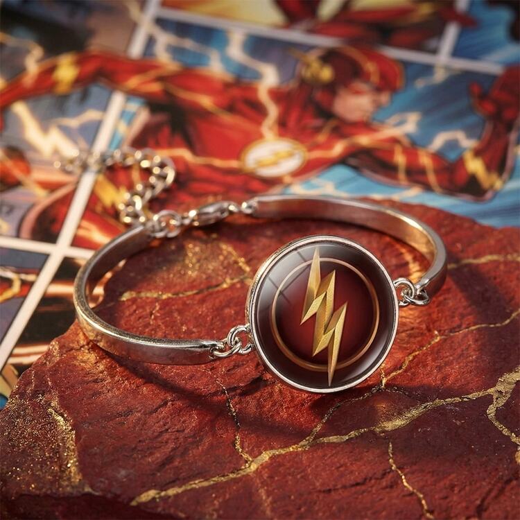 Серебристый браслет Флэш Молния (The Flash) со стеклянной линзой