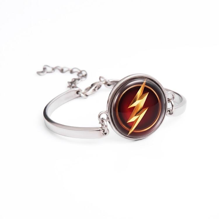 Серебристый браслет Флэш Молния (The Flash) со стеклянной линзой