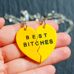 Парний кулон Серце Best Bitches жовтого кольору на ланцюжку