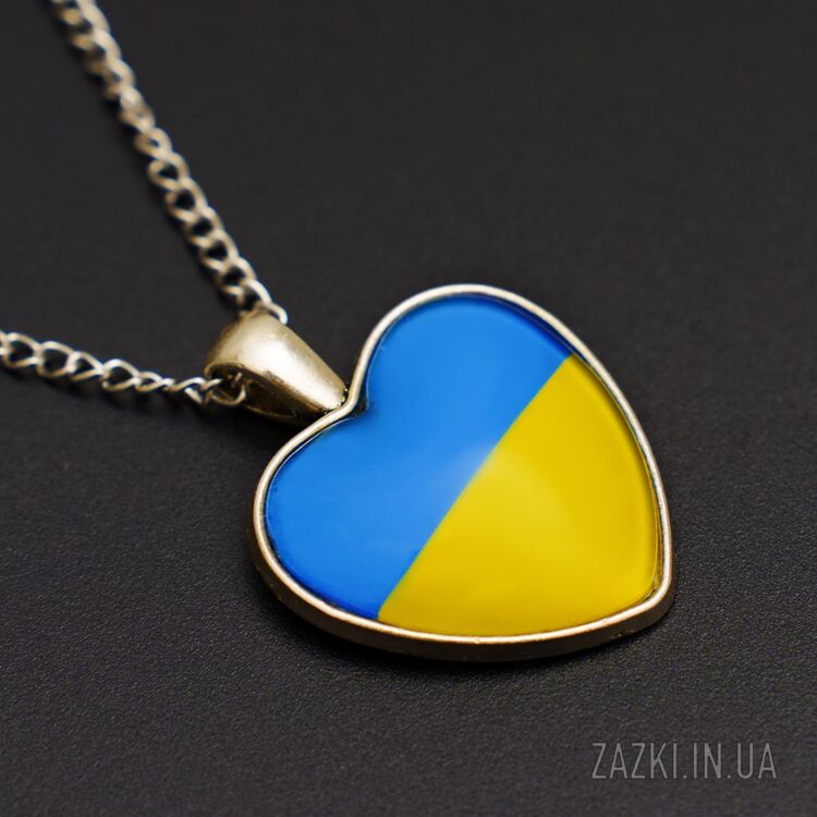 Кулон Сердце Флаг Украины на цепочке