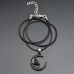Кулон в виде полумесяца с черепом черного цвета на вощеном шнуре