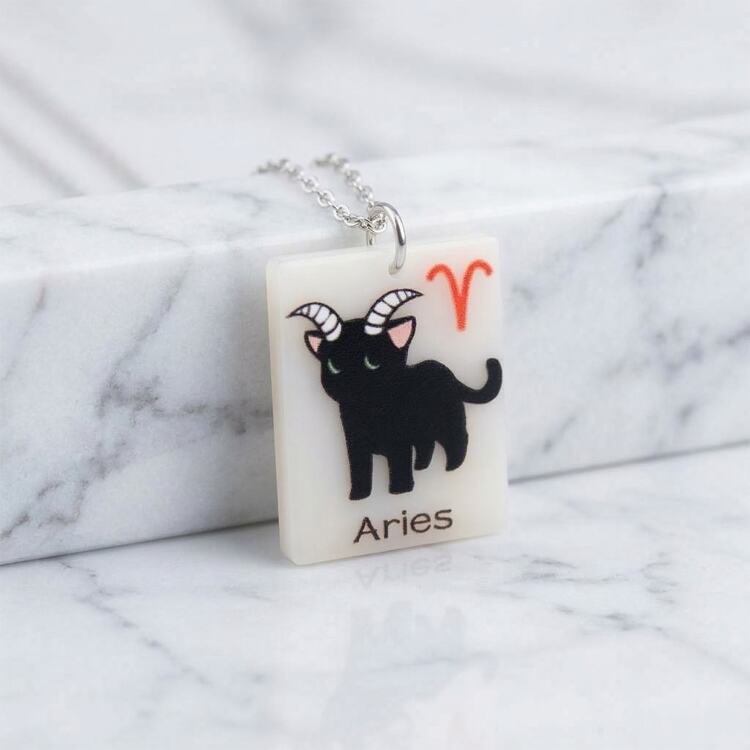 Светящийся кулон и брелок Знак Зодиака Овен с милым котиком (Aries)