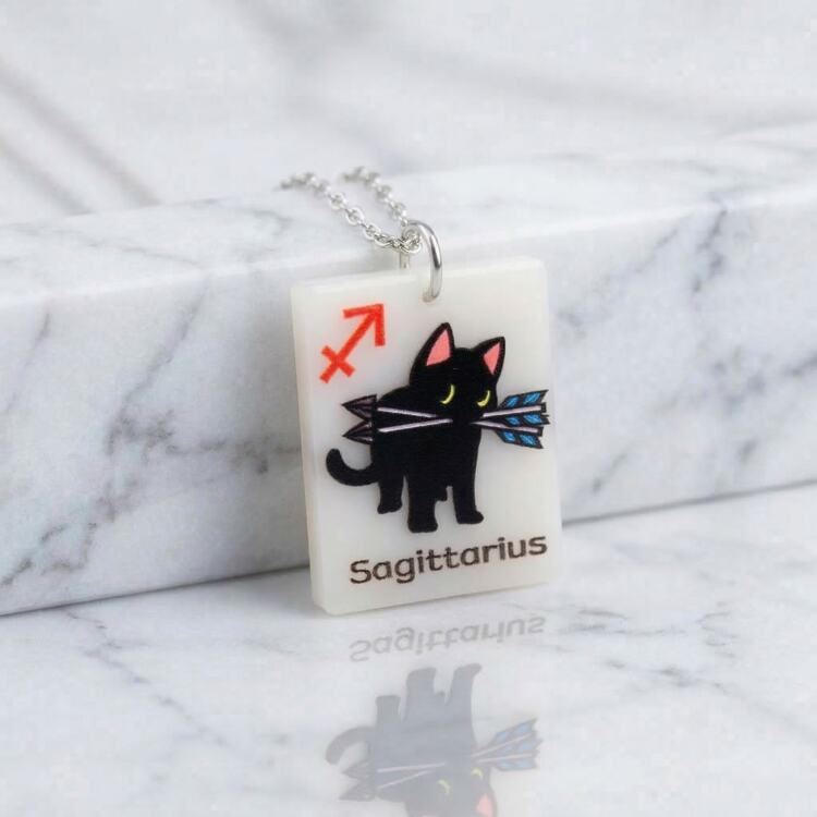 Светящийся кулон и брелок Знак Зодиака Стрелец с милым котиком (Sagittarius)