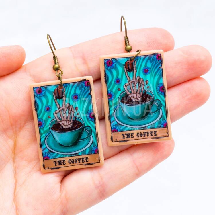Серьги в виде карты Таро Кофе Coffee