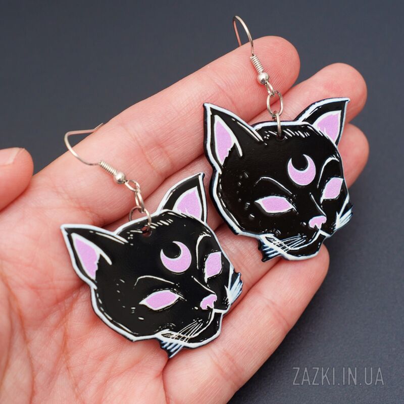 Серьги "Черная кошка"