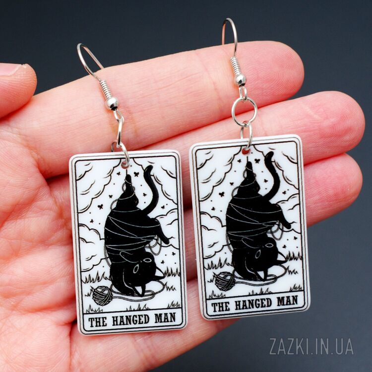 Акриловаые серьги в виде карты таро Повешенный The Hanged Man
