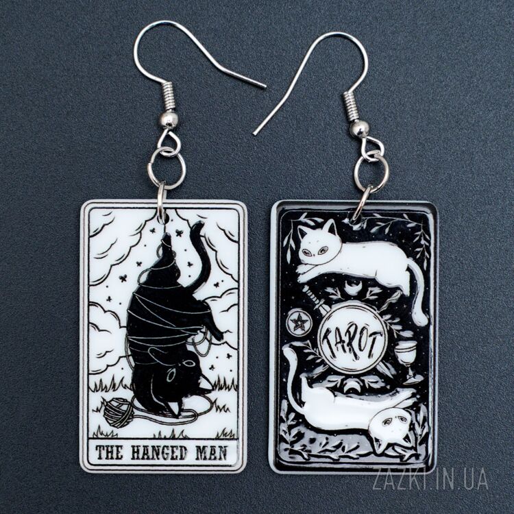 Акриловаые серьги в виде карты таро Повешенный The Hanged Man