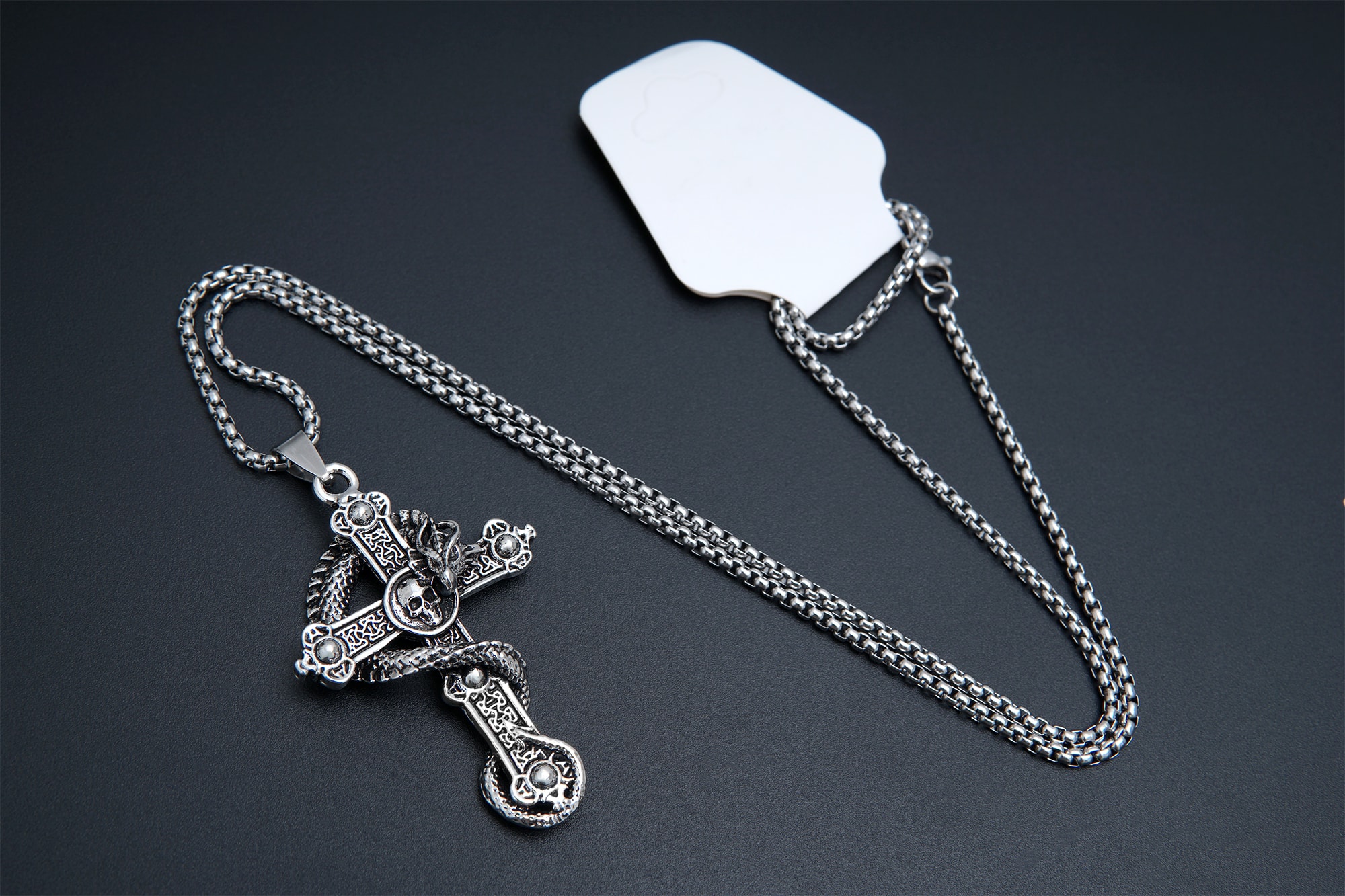 Кулон Крест з черепом та драконом