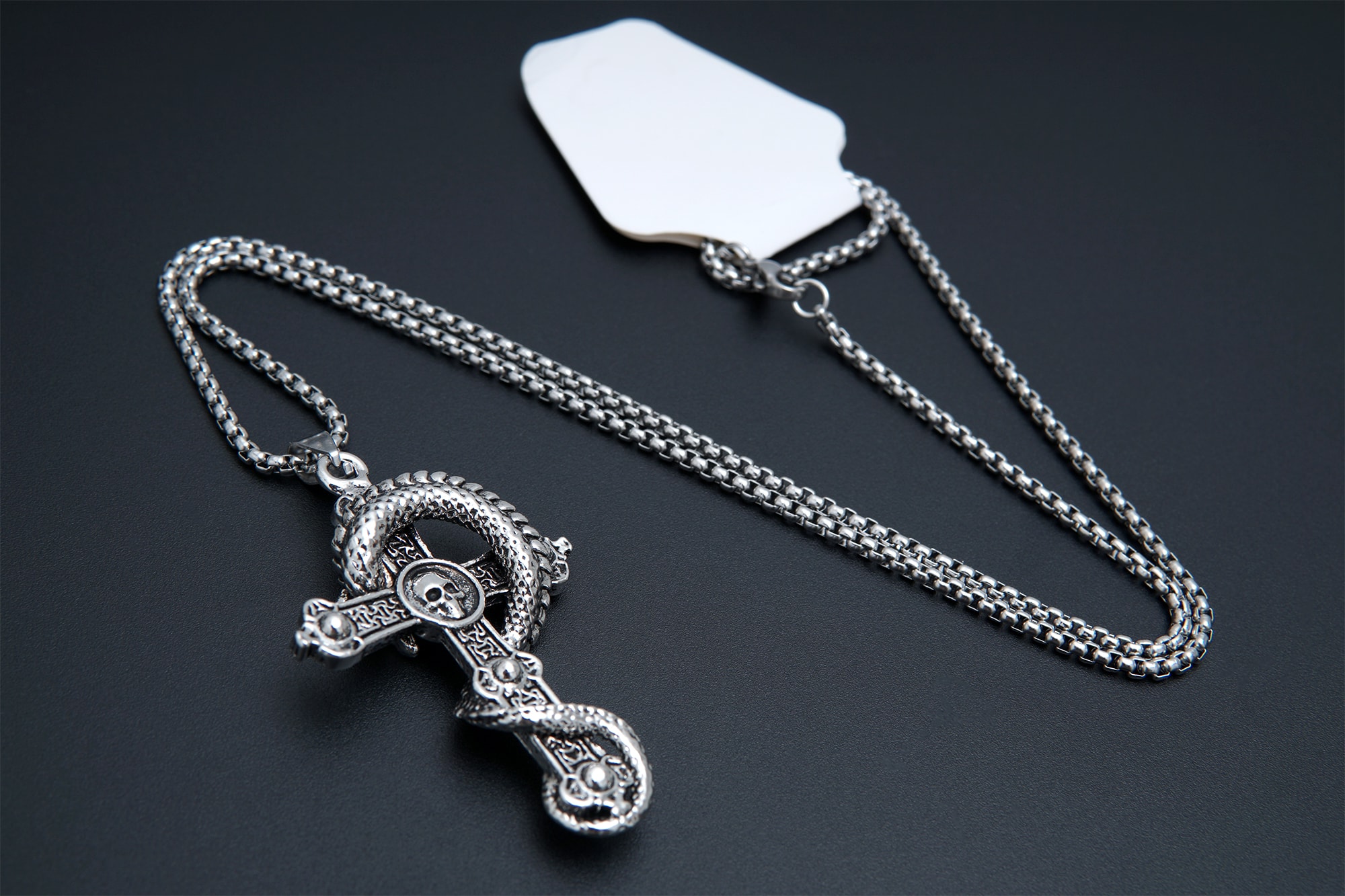 Кулон Крест з черепом та драконом