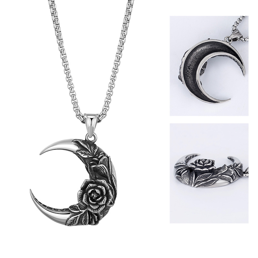 Кулон Півмісяць з розою