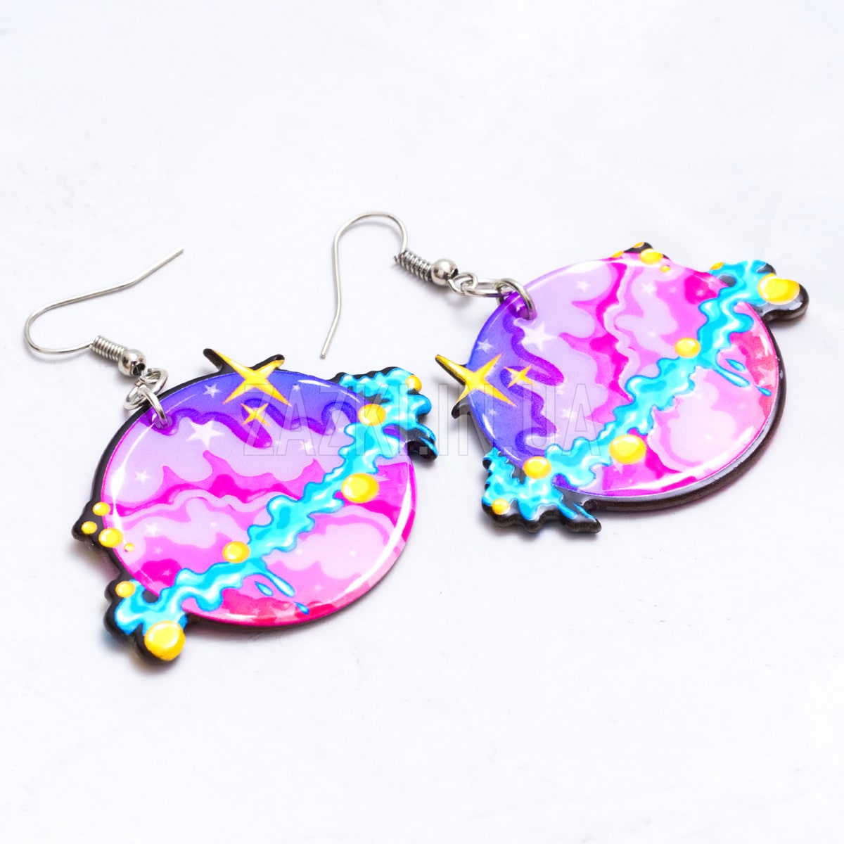 Двосторонні сережки Планета з акрилу