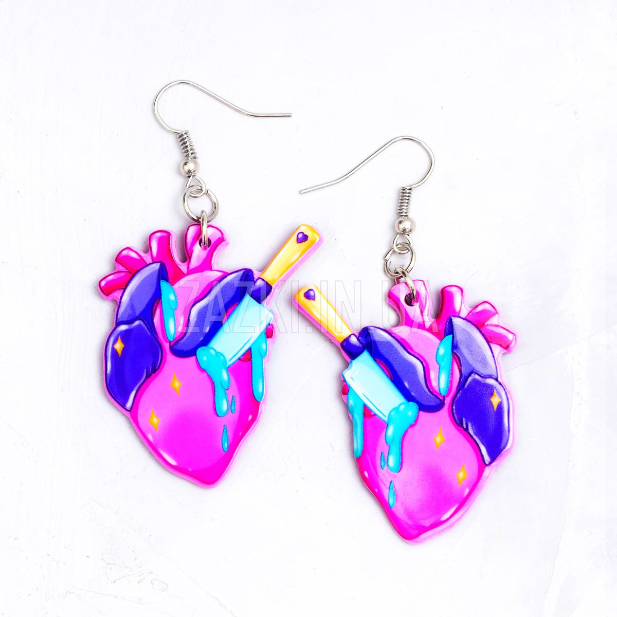 Сережки Серце з ножем