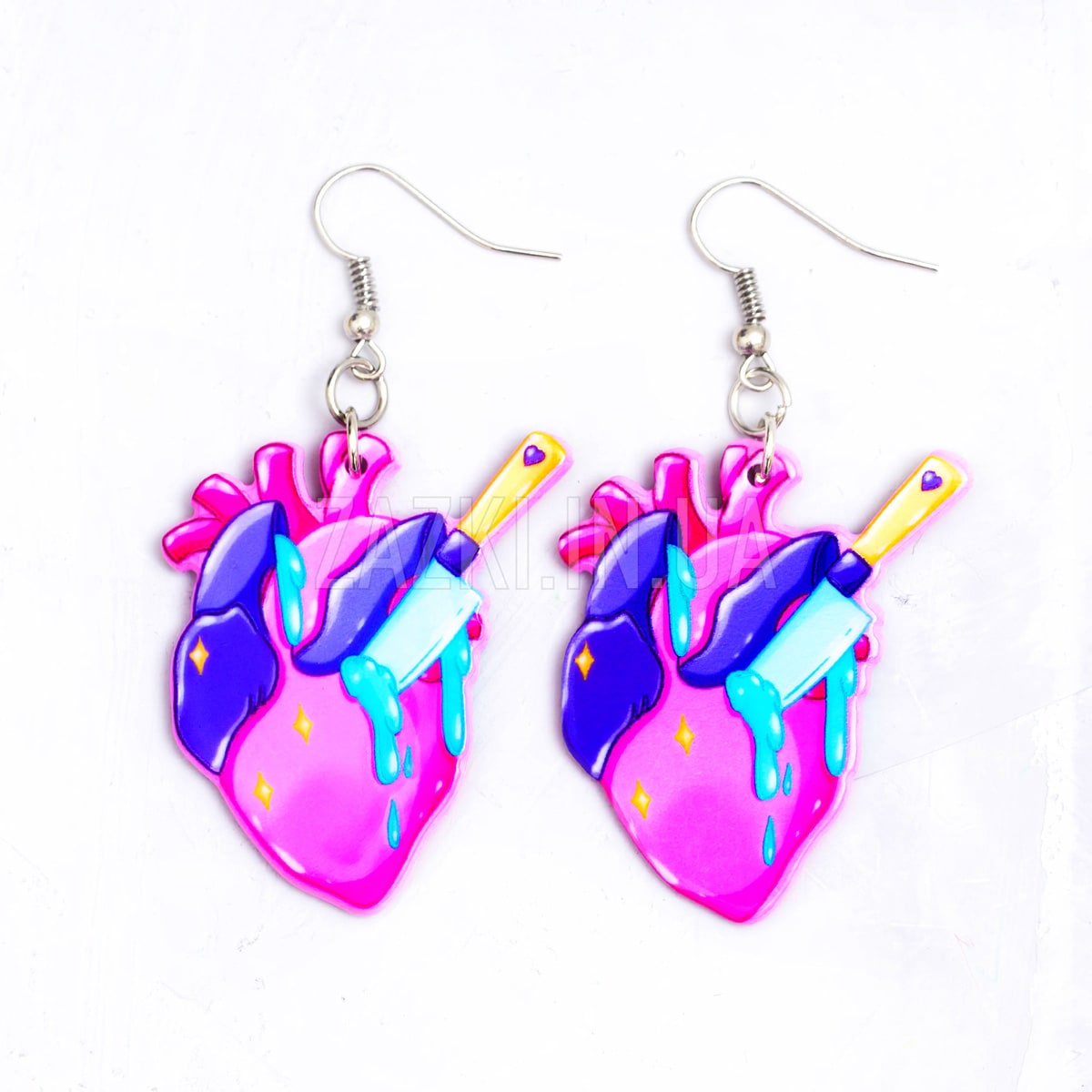 Сережки Серце з ножем